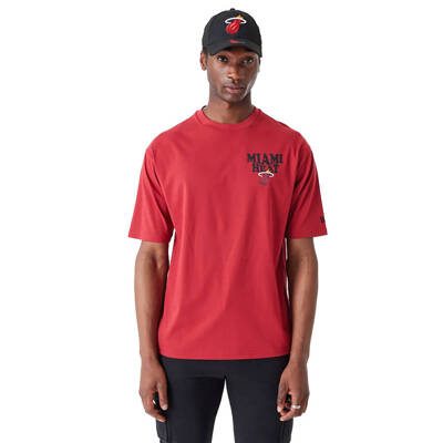 New Era koszulka męska Script Oversized NBA Miami Heat red