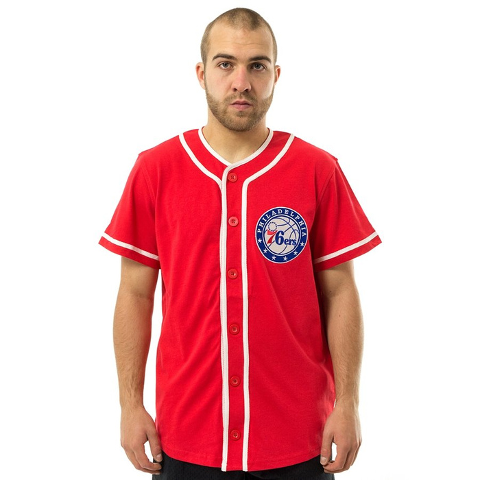 New Era shooting shirt NBA Button Up Philadelphia 76ers red CLOTHES