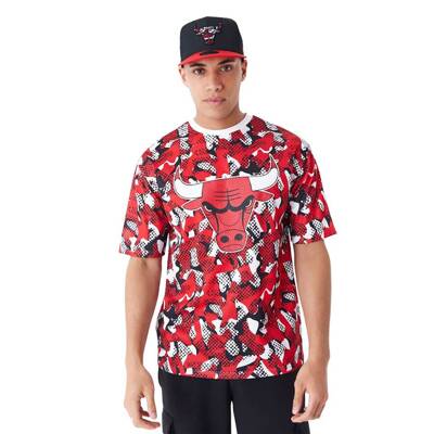 New Era t-shirt All Over Print Mesh NBA Chicago Bulls Oversized T-Shirt red