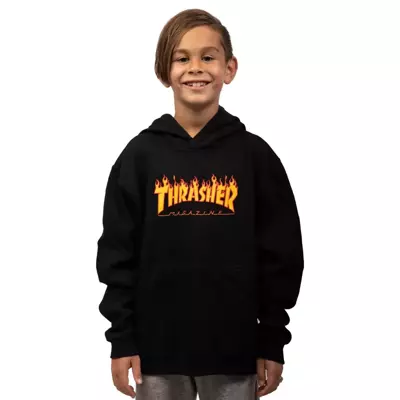 Thrasher boys flame logo black clearance hoodie