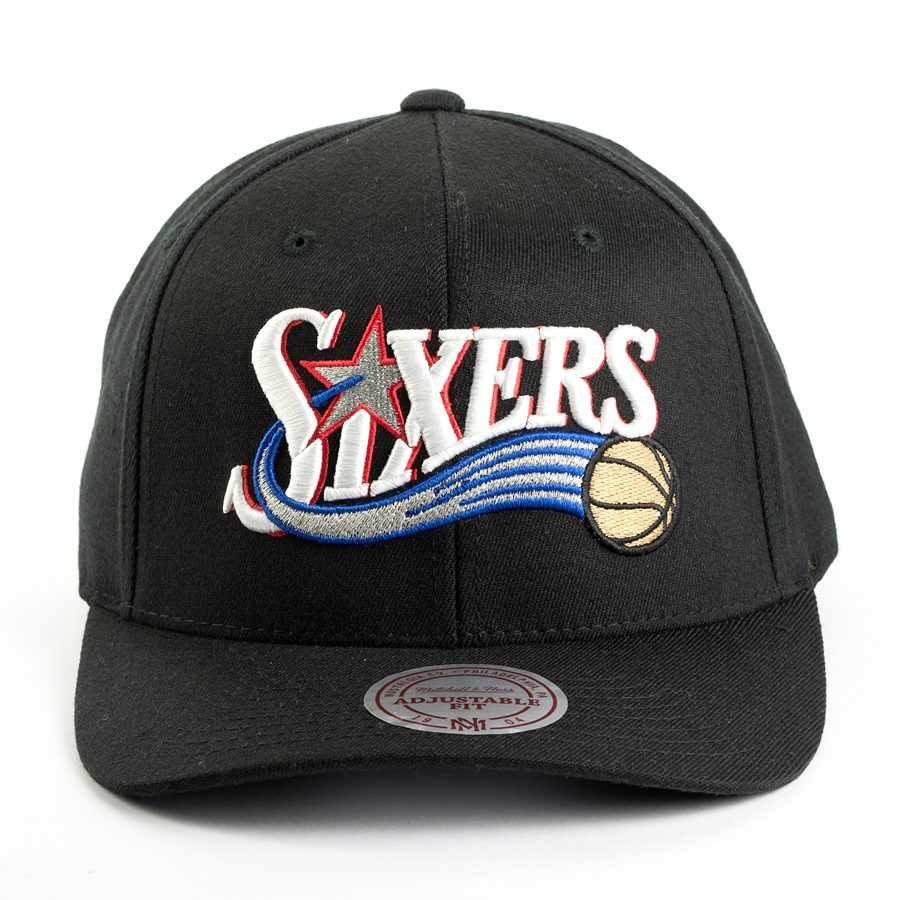 Men's Mitchell & Ness Black Philadelphia 76ers Triple-Double Stretch Snapback Hat