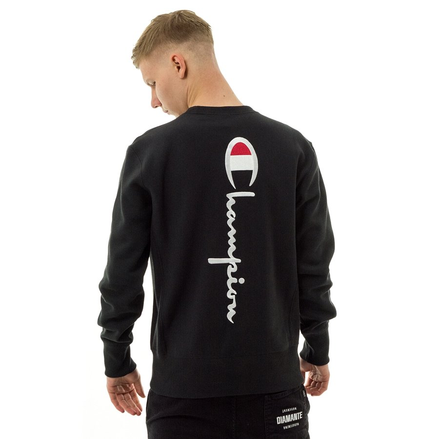 Champion sweatshirt hoody Reverse Weave Vertical Script Logo Back black ...