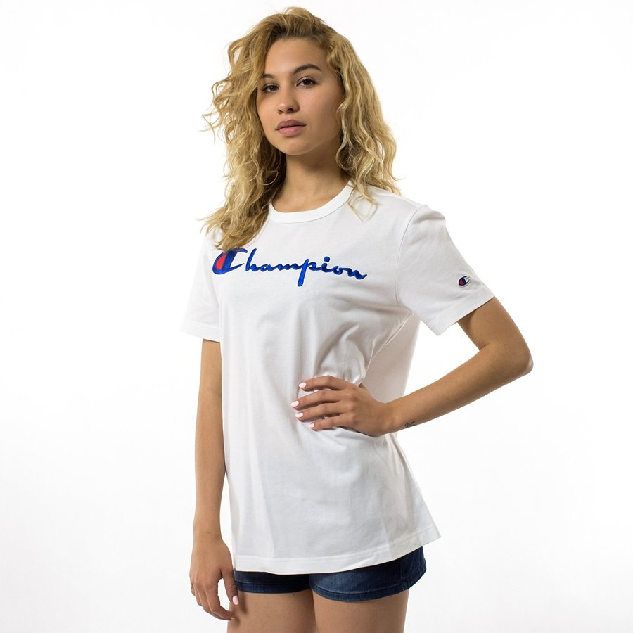 Champion t shirt Reverse Weave WMNS Emb. Script Logo Tee white 210972 WW001 CLOTHES ACCESORIES T Shirts T Shirts CLOTHES ACCESORIES T Shirts Long T Shirts WOMEN T Shirts BRANDS