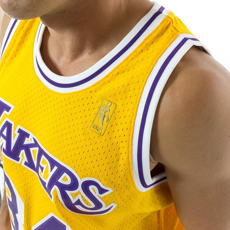 LA Lakers Men's Mitchell & Ness 1996-97 Shaquille O'Neal #34 Space Knit  Swingman Jersey Gold - The Locker Room of Downey