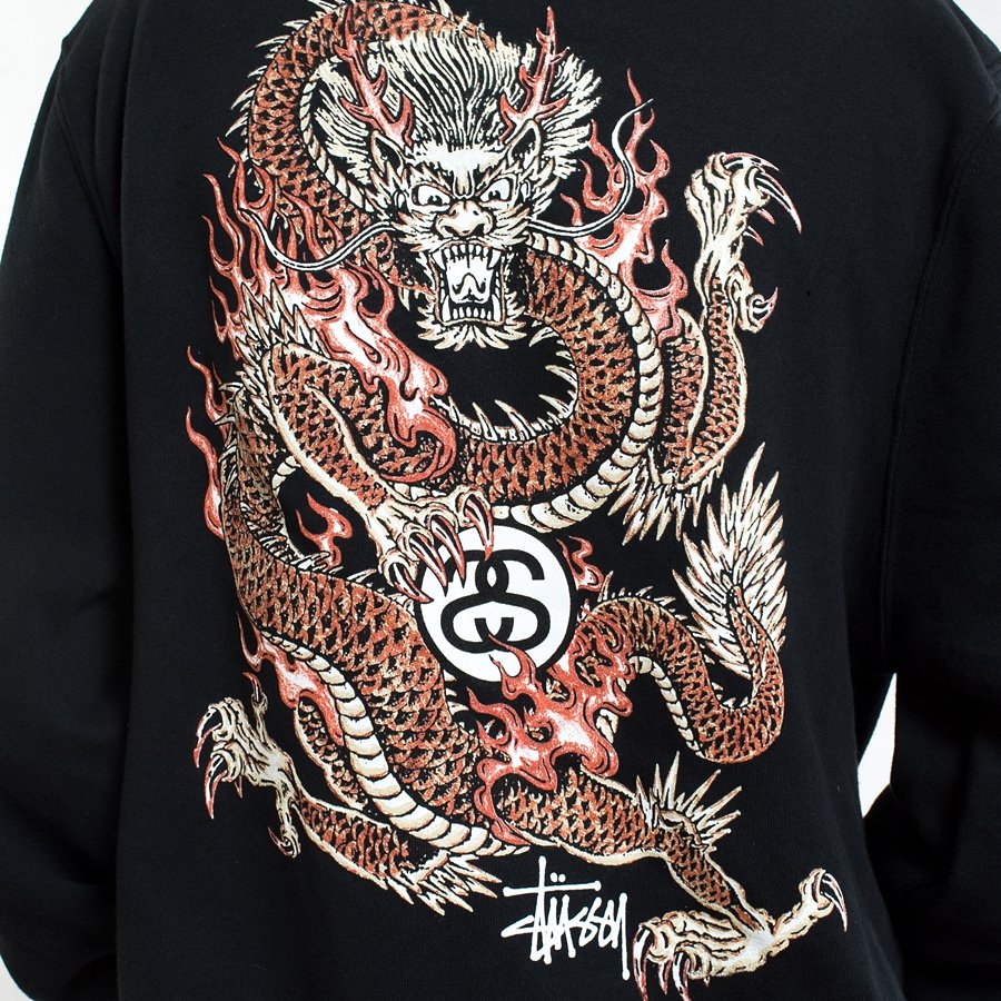 Stussy sweatshirt zip hoody Fire Dragon black | Sweatshirts \ Hoodies ...