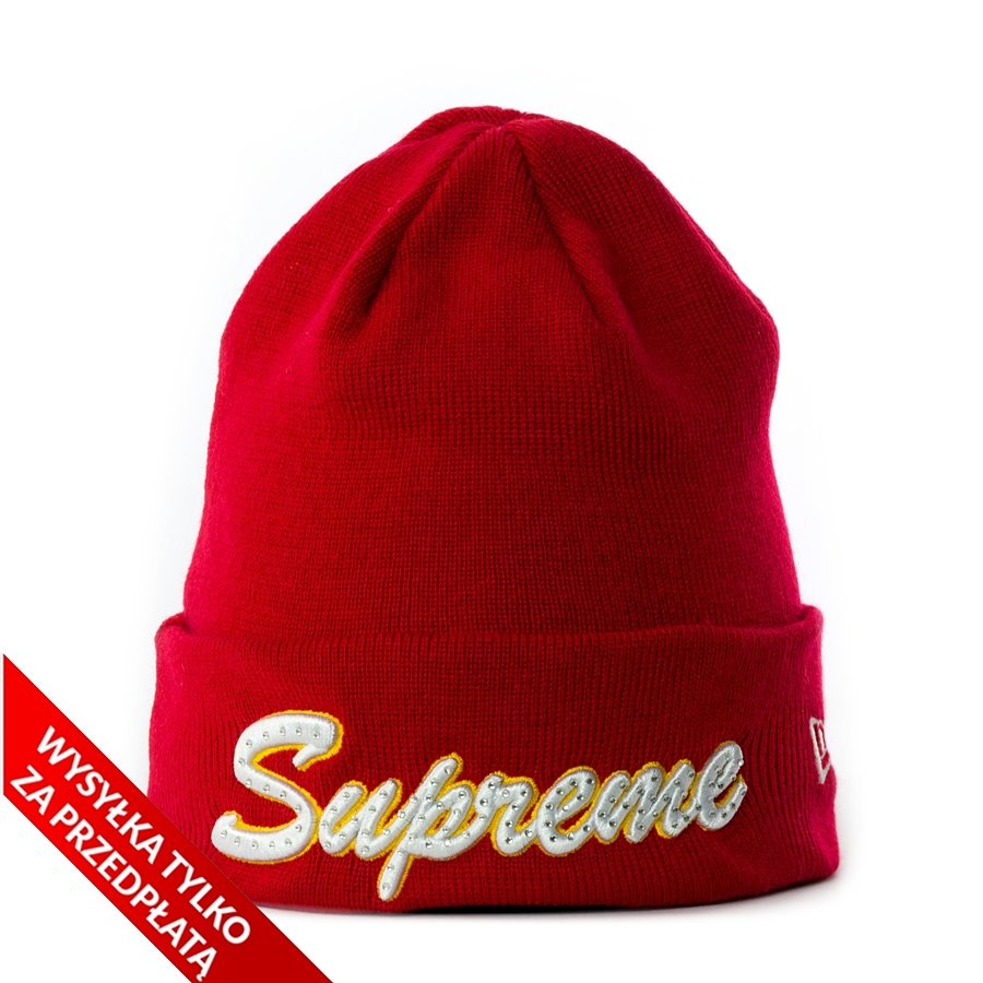 Supreme x New Era Script Beanie red Red | CLOTHES & ACCESORIES \ Caps