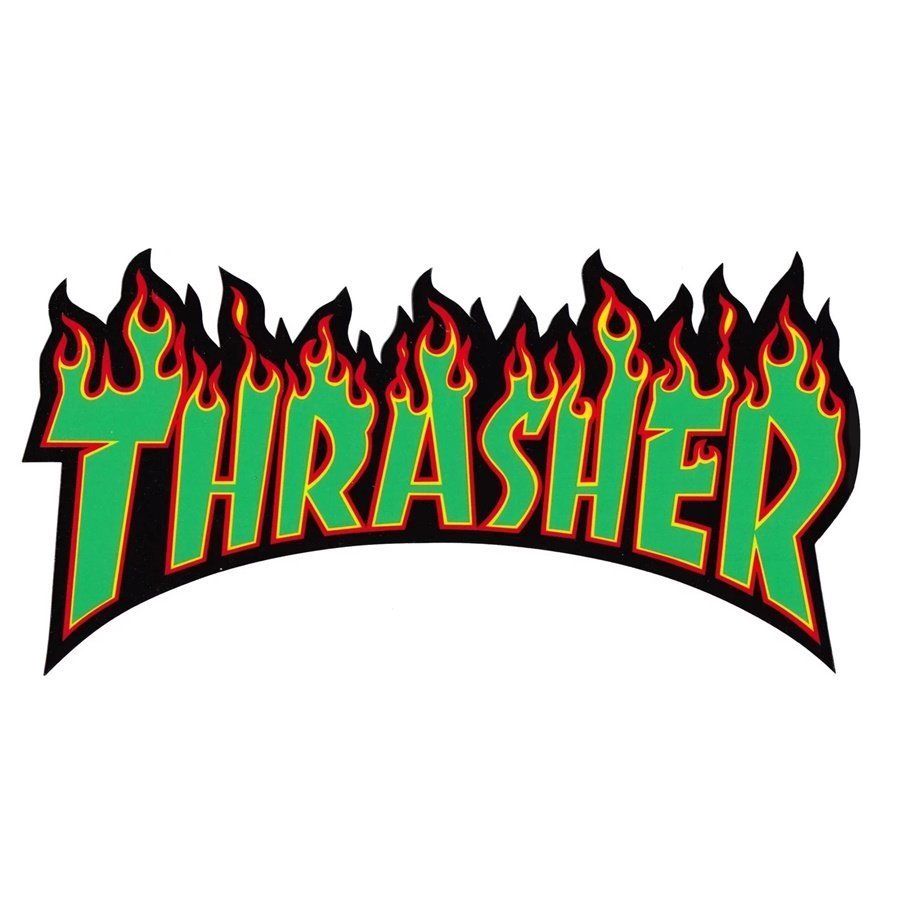 Thrasher sticker Flame Logo green (14x26cm) Green | *WOMEN ...