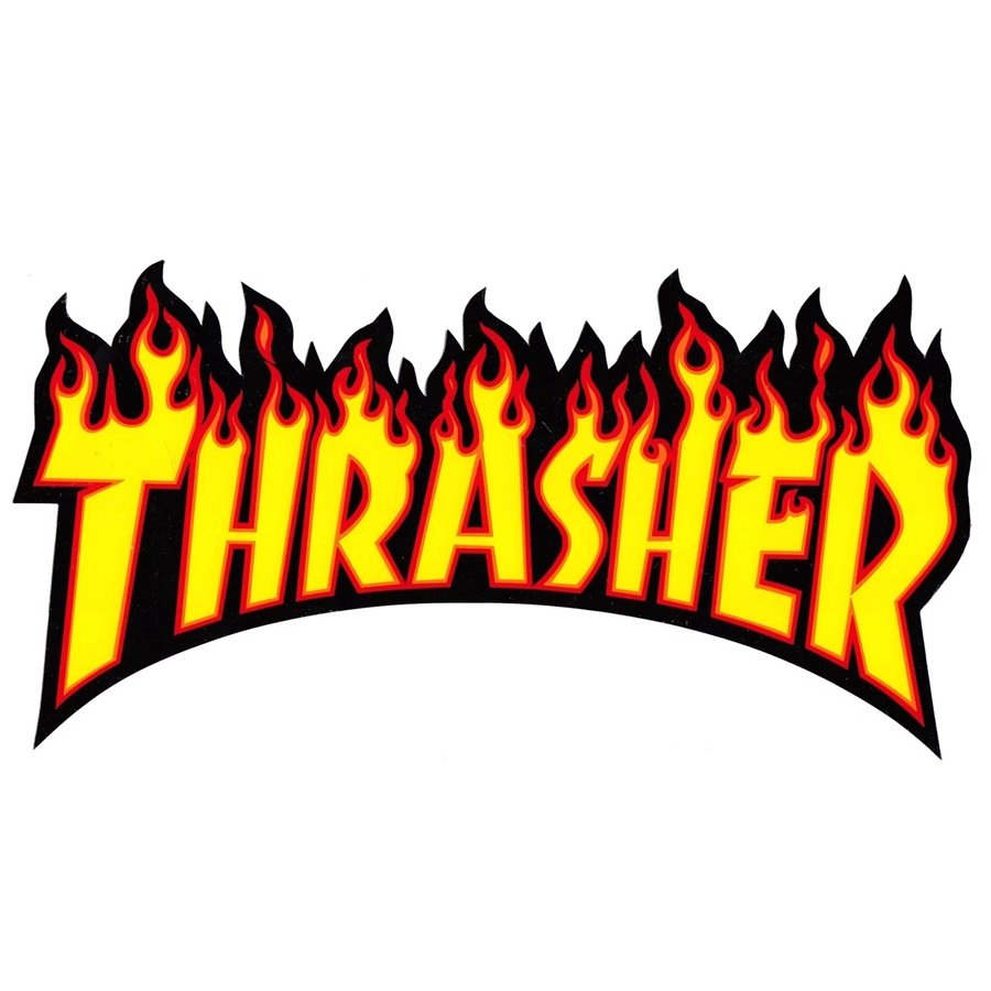 Thrasher sticker Flame Logo yellow (14x26cm) Yellow | *WOMEN ...