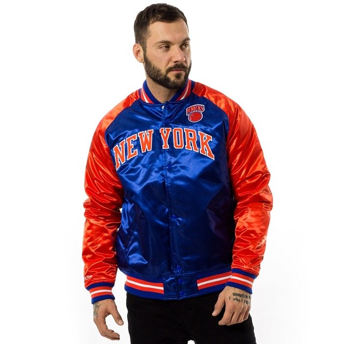  Mitchell and Ness NBA Tough Season Satin Jacket New York Knicks royal / orange