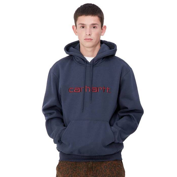 Carhartt WIP sweatshirt Hooded Carhartt Sweat air force blue - malbec