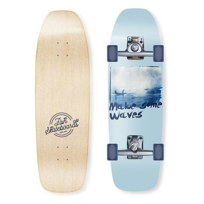 Fish Skateboards Surfskate Cruzer Make Some Waves blue 9.45" x 32"