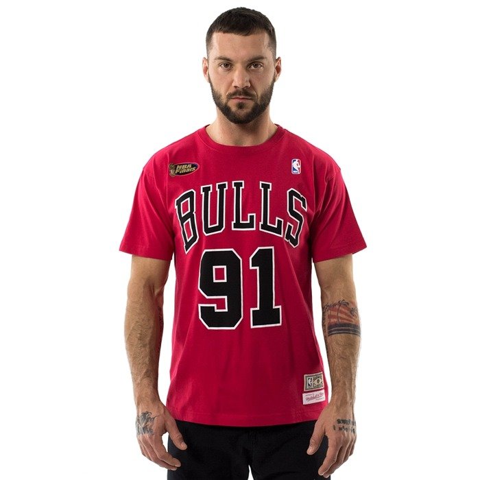 Mitchell and Ness t-shirt Rodman #91 Player Name & Number Chicago Bulls red