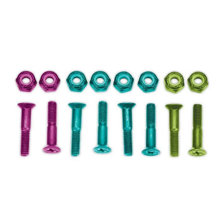 Nervous nuts & bolts Acid green / blue / violet 1"