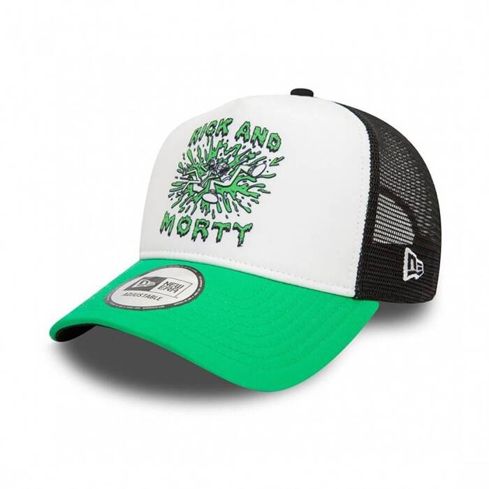 New Era Trucker Cap Character Rick&Morty Teleport Slime white-green-black