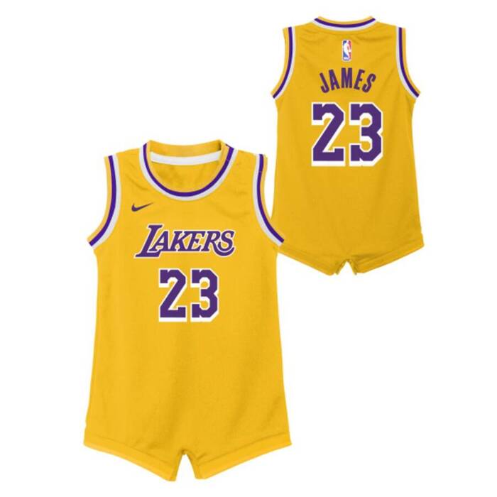 Nike Boys Replica Onesie Jersey NBA Los Angeles Lakers Lebron James No. 23 yellow (EZ2I1BX0P00_LAK23)