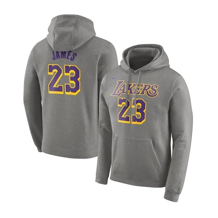 Nike sweatshirt Hoodie PO N&N Essential Los Angeles Lakers Lebron James grey (EZ2B7BAQR-LAKLJ)