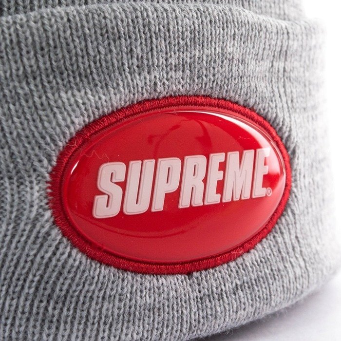 supreme rubber patch beanie