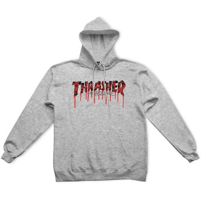 Thrasher Magazine sweatshirt hoody Blood Drip ash grey