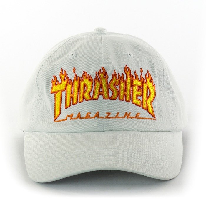 Thrasher strapback Flame Logo Old Timer white