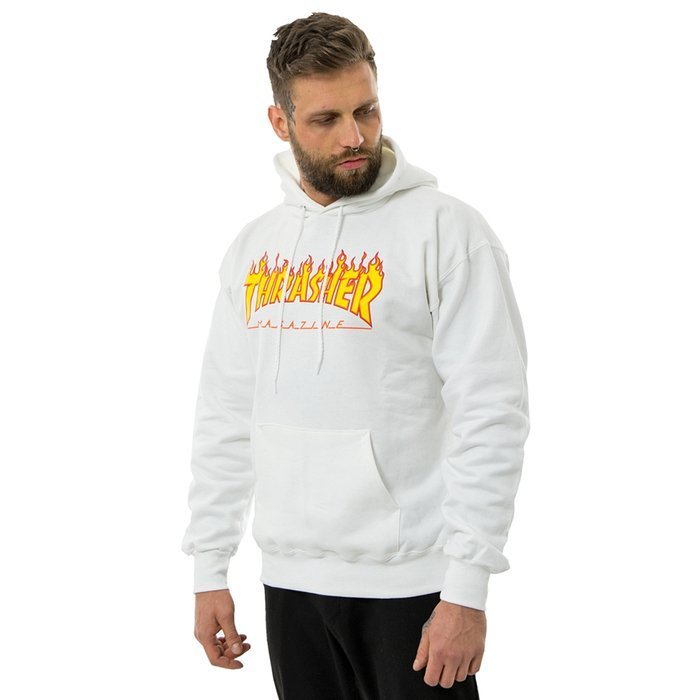 Thrasher sweatshirt hoody Flame Logo white