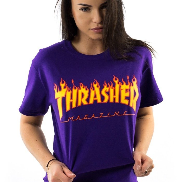 Thrasher t-shirt WMNS Flame Logo purple Female \ Purple | CLOTHES ...