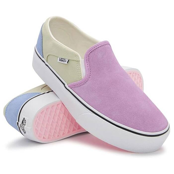 Vans Asher Platform Slip On Trainers Pumps - Purple Multi (VN0-A3WMMBI81)