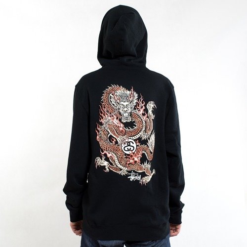 Stussy sweatshirt zip hoody Fire Dragon black | Sweatshirts \ Hoodies ...