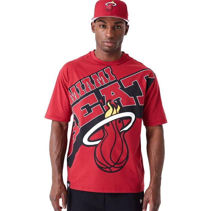 New Era koszulka męska NBA Large Wordmark Miami Heat Oversized T-Shirt red
