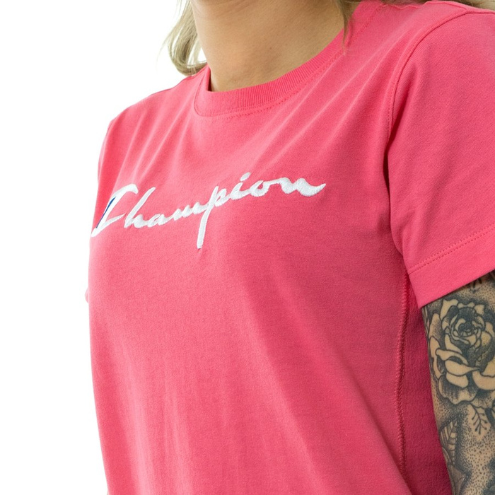 Champion t-shirt Reverse Weave Script Logo top salmon (110992/S19/PS106)