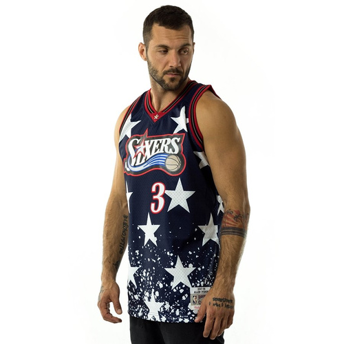 Mitchell and Ness swingman jersey Philadelphia 76ers 4th July Allen Iverson 1997-98 navy / red