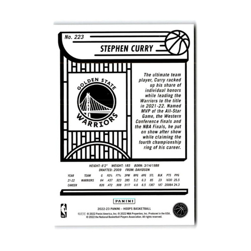 Stephen Curry Panini card + case NBA Hoops No.223 2022/2023 Golden State Warriors