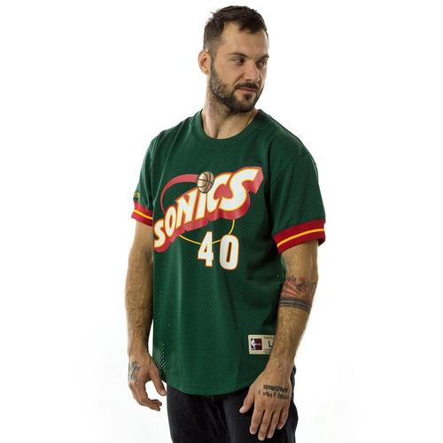 Koszulka męska Mitchell and Ness t-shirt Shawn Kemp #40 Player Name & Number Mesh Seatlle SuperSonics green