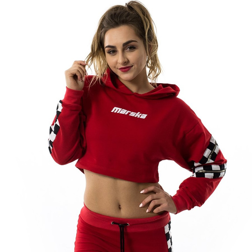 Marska sweatshirt short hoodie Checkerboard red