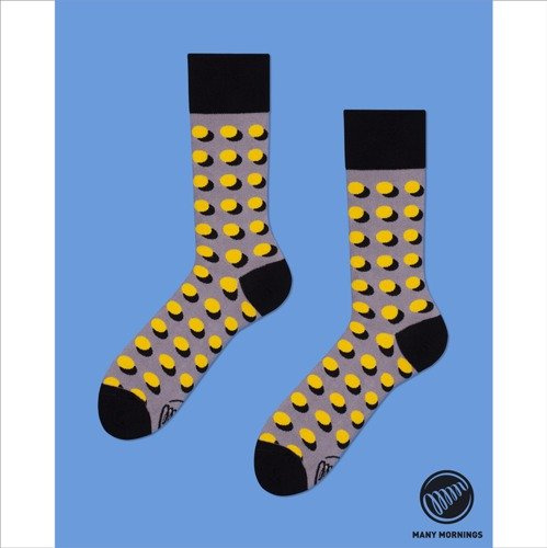 Many Mornings skarpety Dots Shadow yellow / grey / black