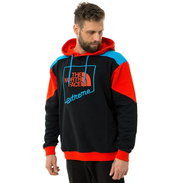 Bluza męska z kapturem The North Face hoody Xtreme Popover black / red / blue (NF0A4A9YP32)