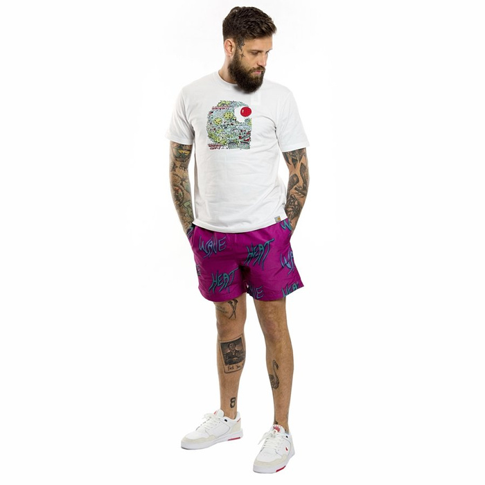 Krótkie spodnie Carhartt WIP Drift Swim Heat Wave print tulip