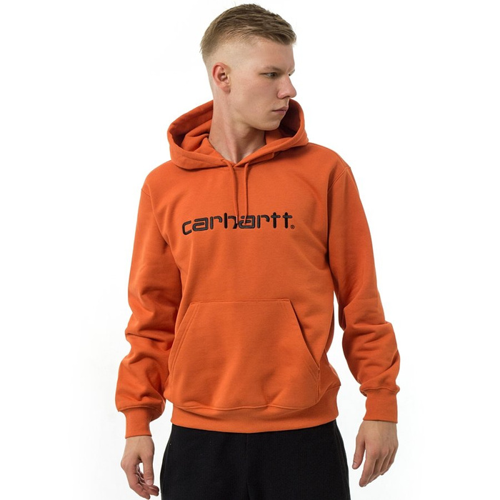 Bluza męska z kapturem Carhartt WIP Hooded Carhartt Sweat brick orange / black