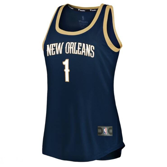 Fanatics Women's Fast Break Team Tank Jersey Icon Edition NBA New Orleans Pelicans Zion Williamson navy