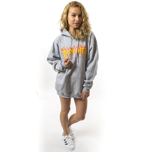 Thrasher sweatshirt hoody WMNS Flame Logo grey