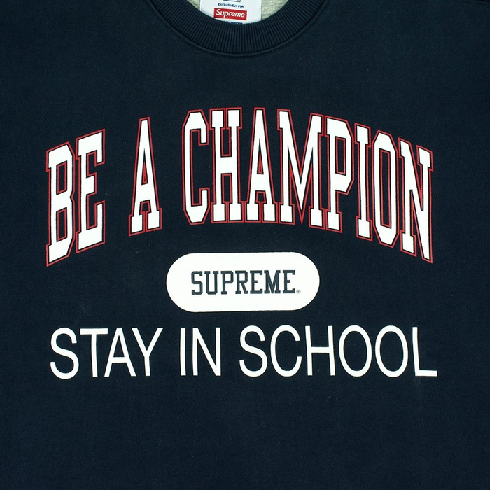 Bluza męska Supreme x Champion crewneck Stay In School navy