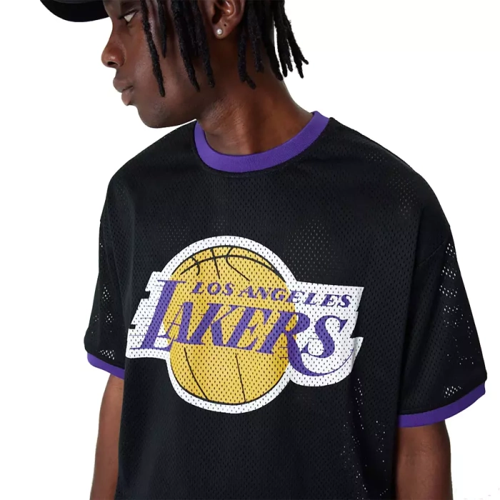 New Era koszulka męska Oversized Mesh NBA Team Logo Los Angeles Lakers black