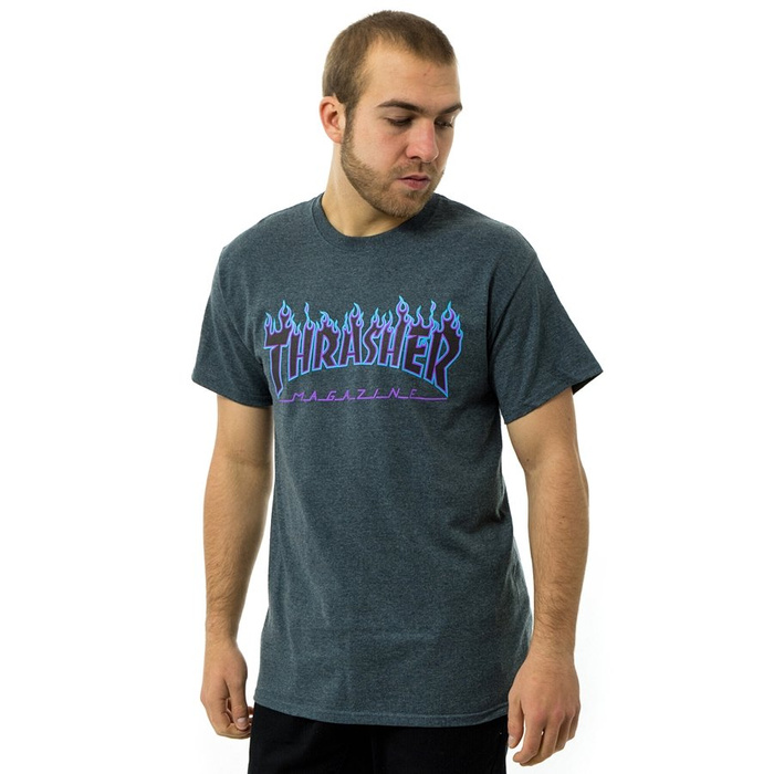 Thrasher t-shirt Flame Logo grey heather