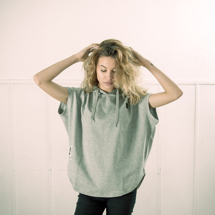 Bluza damska z kapturem MLimited bezrękawnik Leather Patch WMNS Vest Hoody grey heather