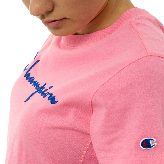 Koszulka damska Champion t-shirt Reverse Weave Script Logo light pink (110992/PS125) T