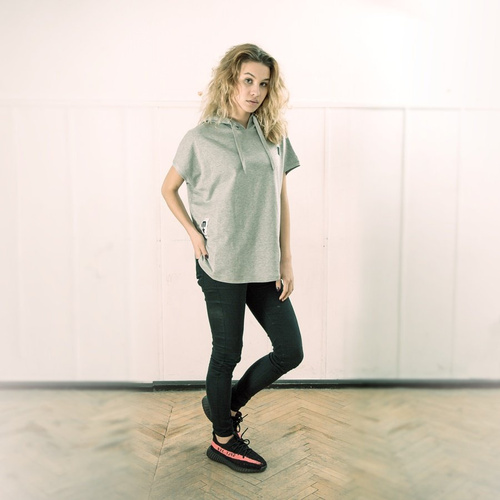 Bluza damska z kapturem MLimited bezrękawnik Leather Patch WMNS Vest Hoody grey heather