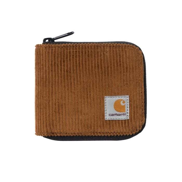 Carhartt WIP portfel Flint Zip Corduroy Wallet deep h brown