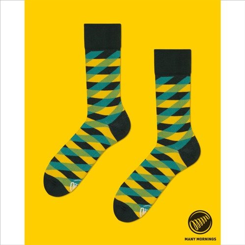 Many Mornings skarpety Illusion green / yellow / black