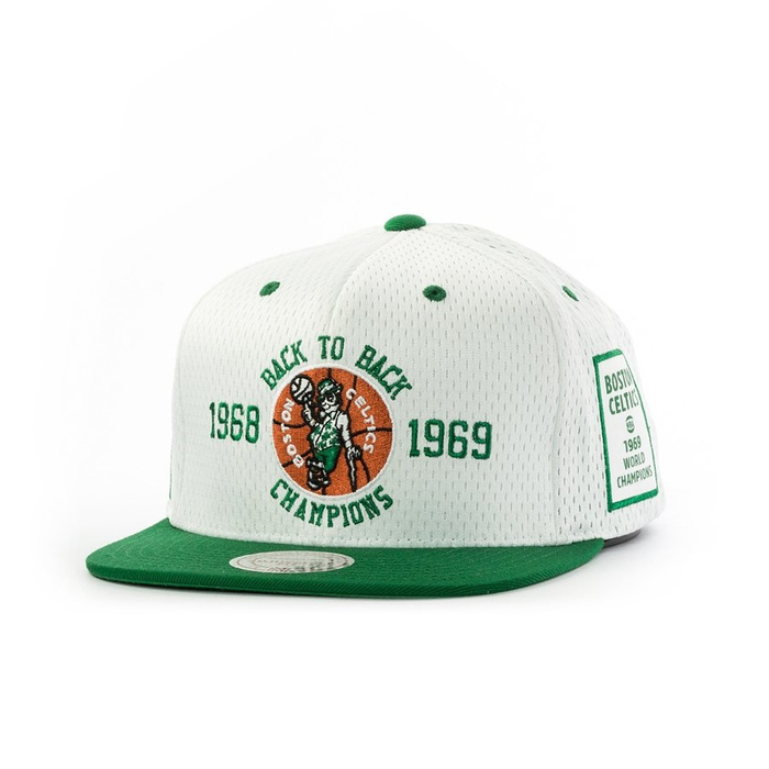 Czapka z daszkiem Mitchell and Ness snapback Back To Back Titles 1968/69 Boston Celtics white / green TM