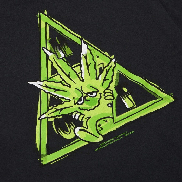 HUF t-shirt Green Buddy Triple Triangle black