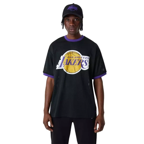 New Era koszulka męska Oversized Mesh NBA Team Logo Los Angeles Lakers black